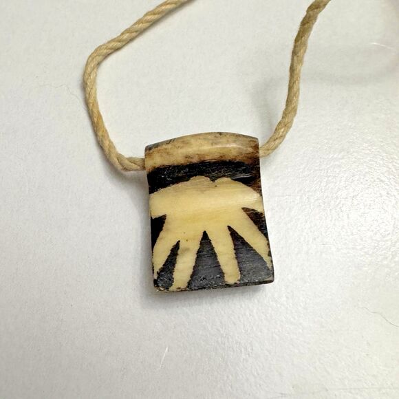 Batik Bone Star Pendant on Hemp Cord – 14 Inch Boho Choker necklace - Picture 2 of 8